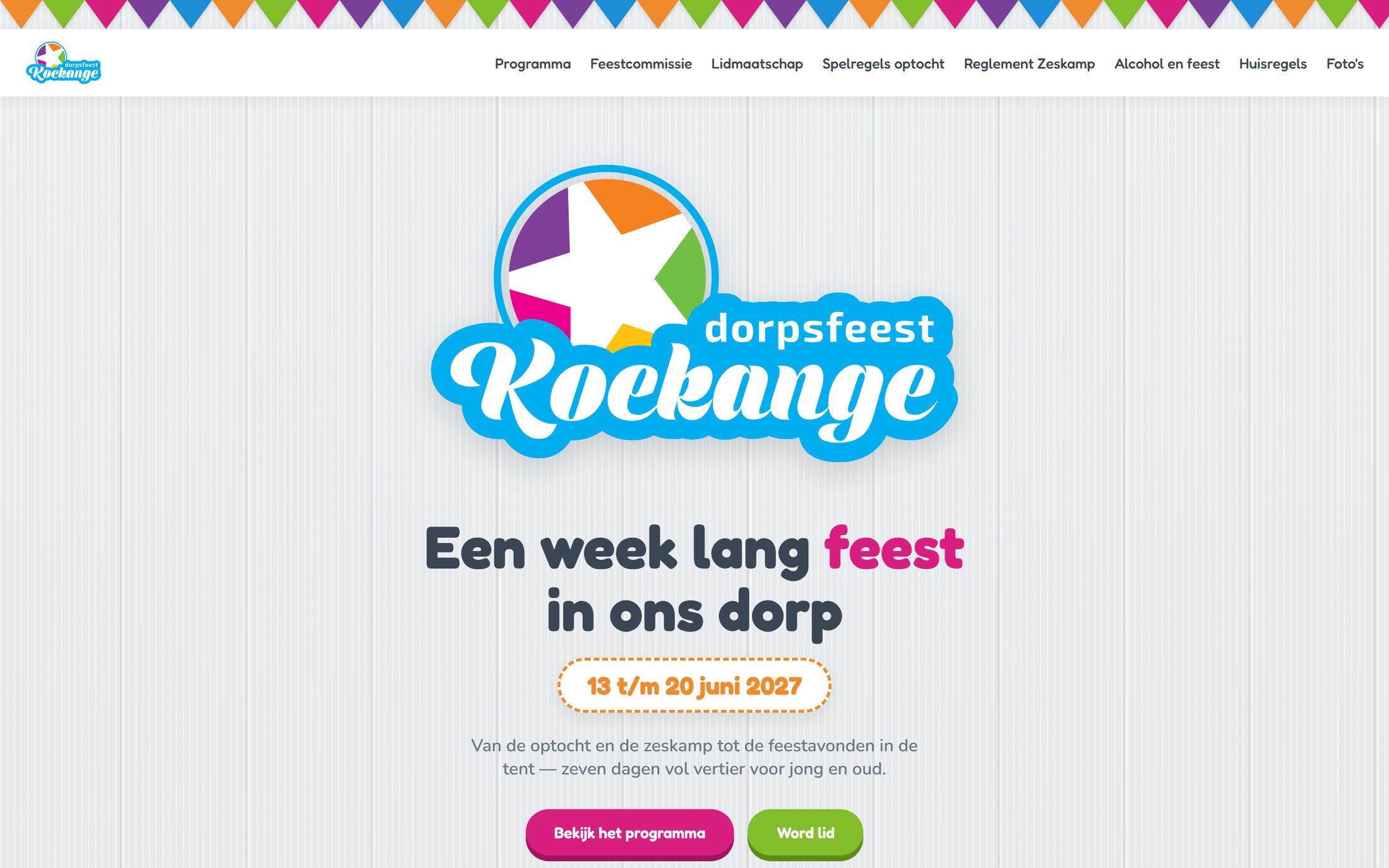 Startpagina van koekangerfeest.nl