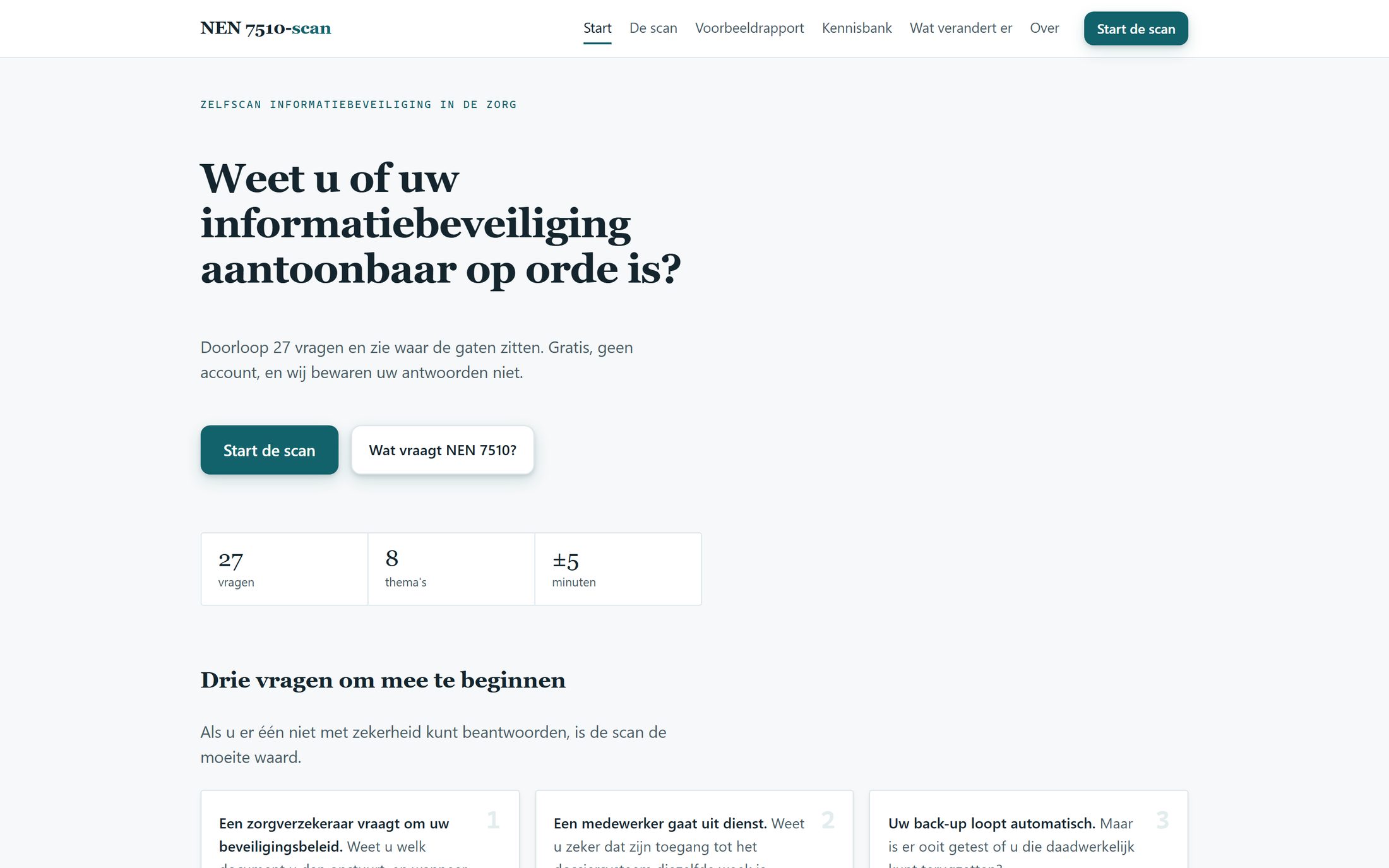 Startpagina van nen7510-scan.nl